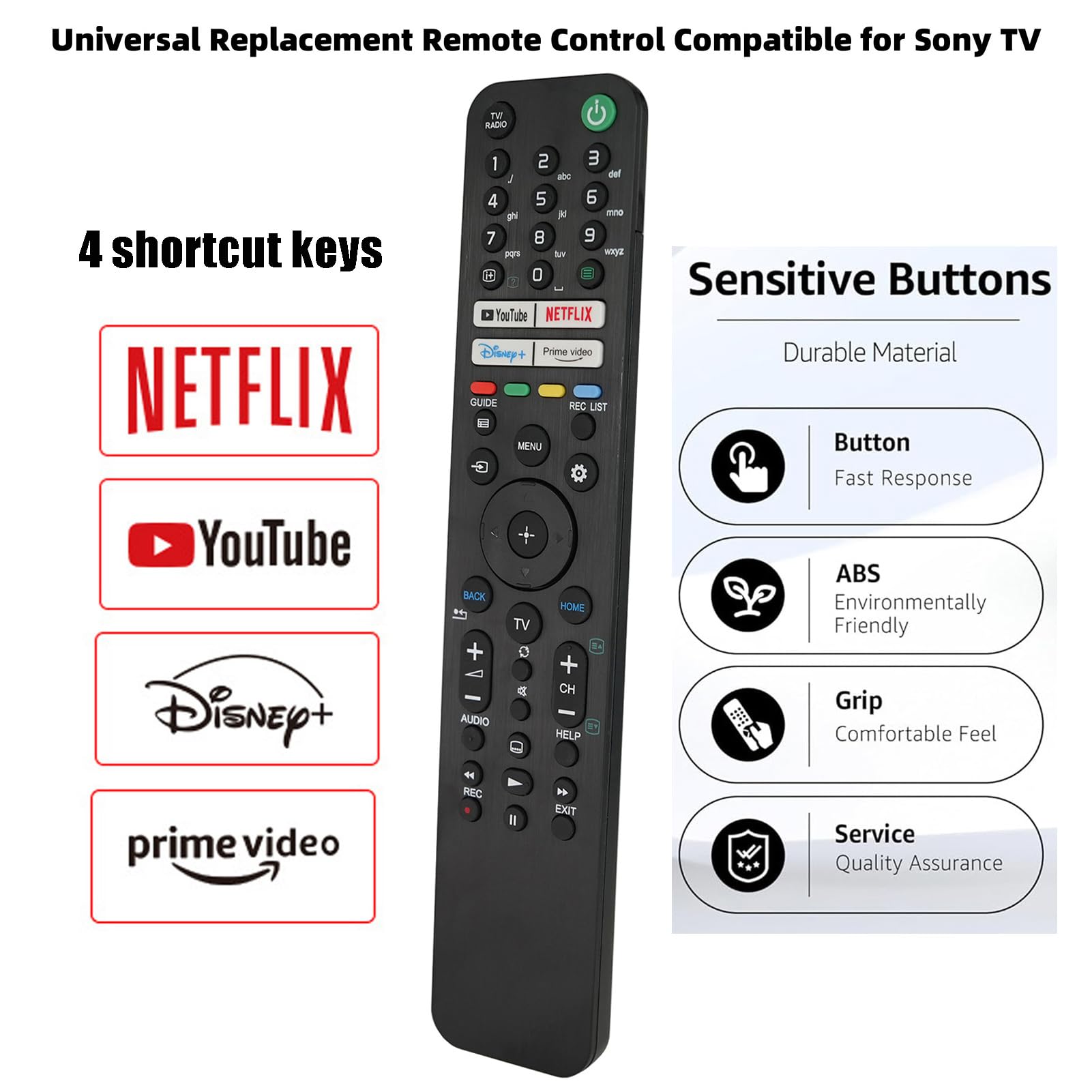 Amazon.com: Replacement Remote Control for Sony Bravia Smart TV